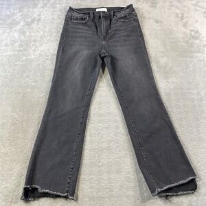 Vervet Jeans Womens 29 Gray High Rise Slim Straight Leg Raw Hem Whiskers Mom